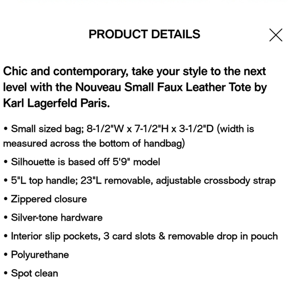 🔹️RARE🔹️✨️🤍 Karl Lagerfeld Nauveau small faux leather satchel tote bag ✨️🤍 - Picture 4 of 4